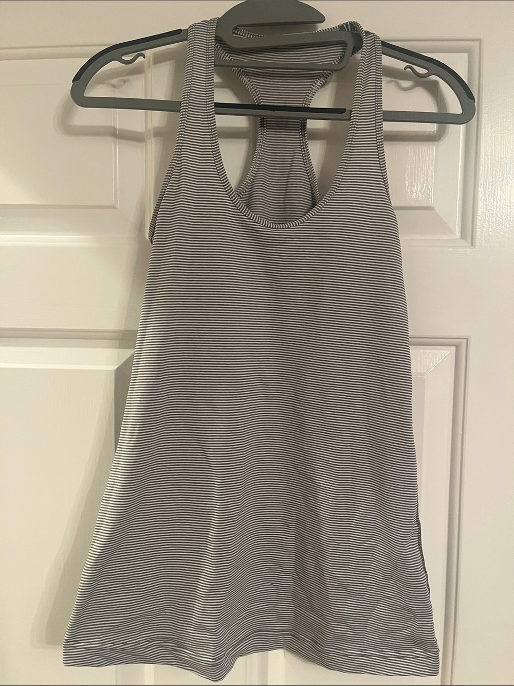 Size 6 ? Lululemon EUC Striped Racerback Tank Top - Black & White (no size tag)